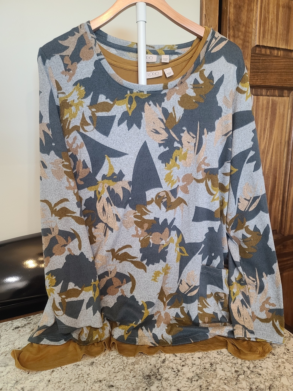 LOGO by Lori Goldstein Floral-Print Long Sleeve 2 Piece Tunic